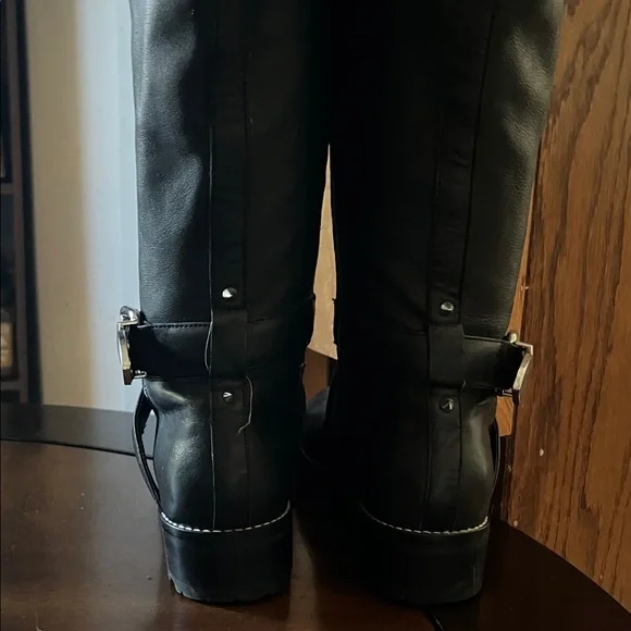 Marc Fisher Black Leather Moto Boots - Picture 3 of 9